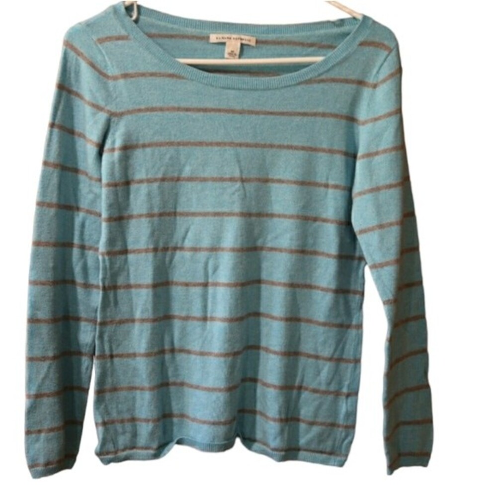 Banana Republic Blue Preppy Stripe Pullover Cotton Wook Blend Sweater Med